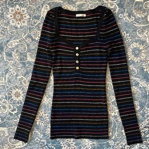 RONNY KOBO | shiny stripe long sleeve henley